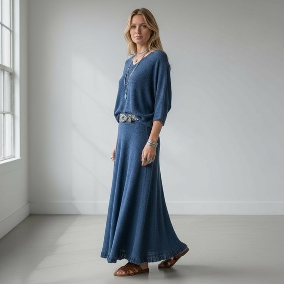 Rebecca Jane Noble Dresses & Skirts - Rebecca Jane Noble Vintage Hand Woven‎ Blue Cotton Skirt Size S